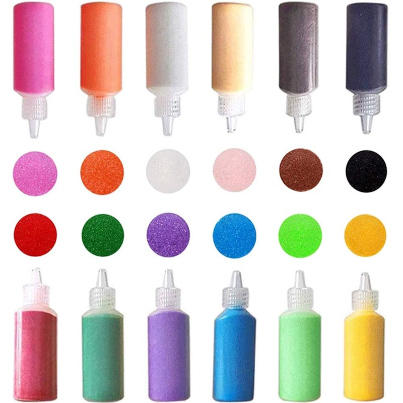 Panxxsen 12 PCS Art Sand,1.25oz Bottles DIY Arts and Crafts Kit,Scenic Sands for Arts & Crafts,Terrarium Sands Play DIY Drawing Sandbox Wedding Sand for Decorations and Crafty Collection Sand Bottles - Image 3